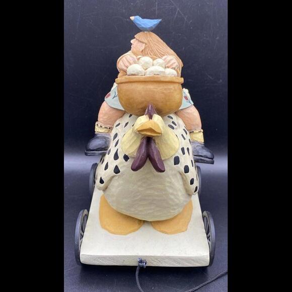 Williraye Studios Folk Art ~ 7" EGG HUNT Pull Toy (Girl on Chicken) ~  WW7502 - Picture 4 of 9